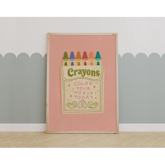 Colorful Crayons Print, Playroom Decor, Wall Art, Modern Nursery Art, Educational School Wall Poster , Poster Print Only