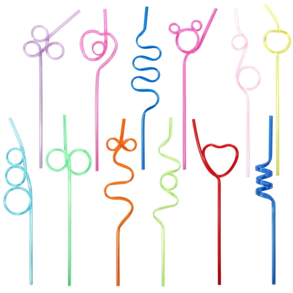 Colorful Crazy Straws 36 Pcs, Funny Reusable Loop Straws for and Adults, 12 Creative Designs, Perfect for Parties, Weddings, Showers, Vibrant Colors
