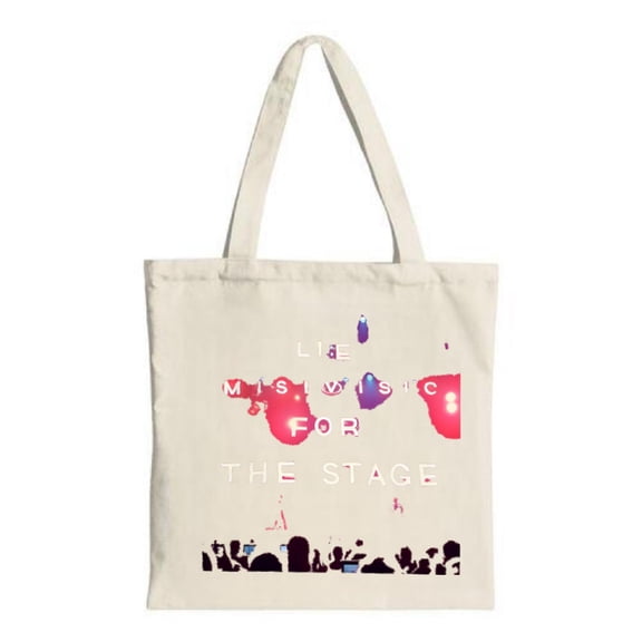 Colorful Cream Tote Bag with ' LISA MISWIS FOR THE STAGE ' Text & Silhouettes Perfect for Parties Travel & Shopping