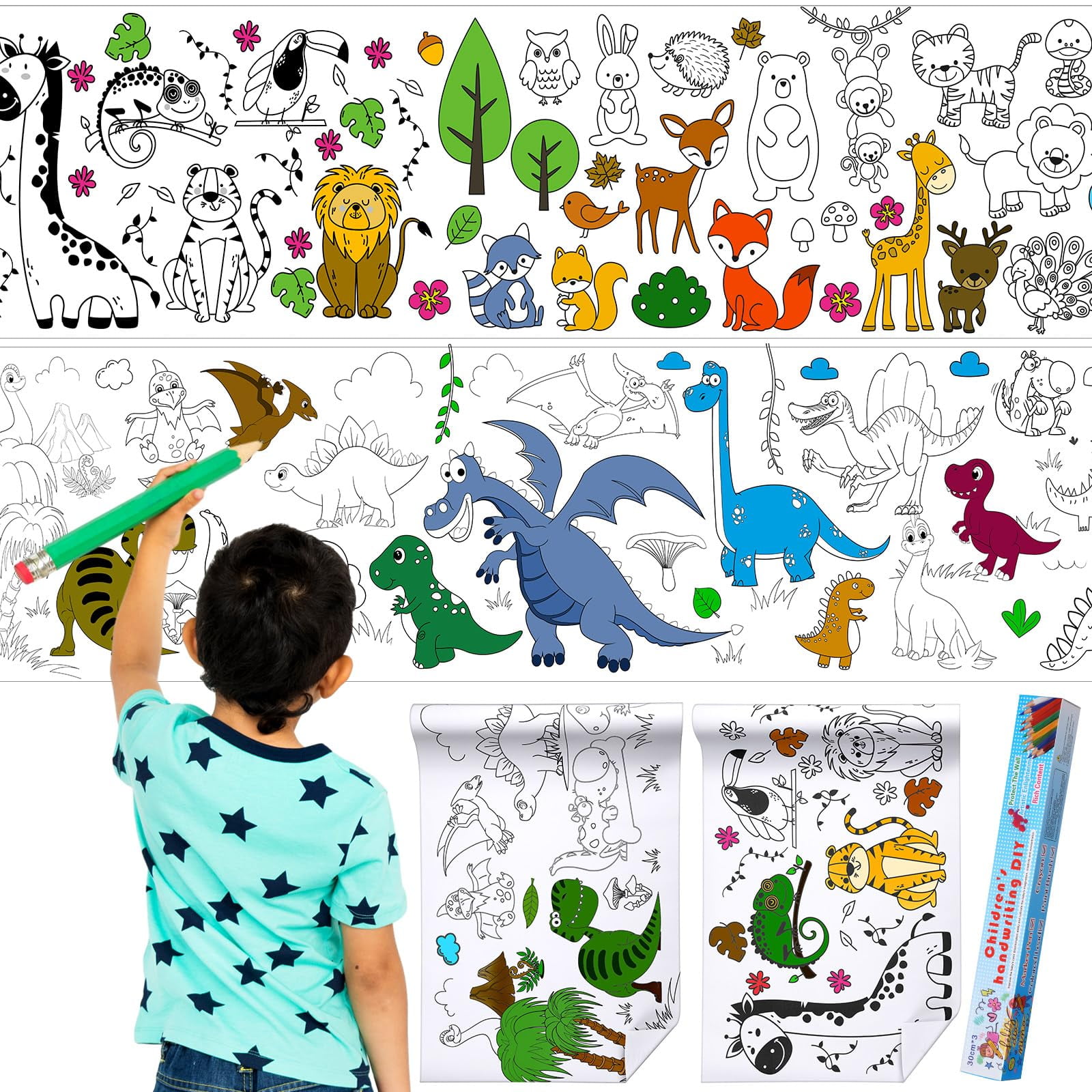 Colorful Creations: 2-Piece Children's Drawing Roll - Sticky DIY ...