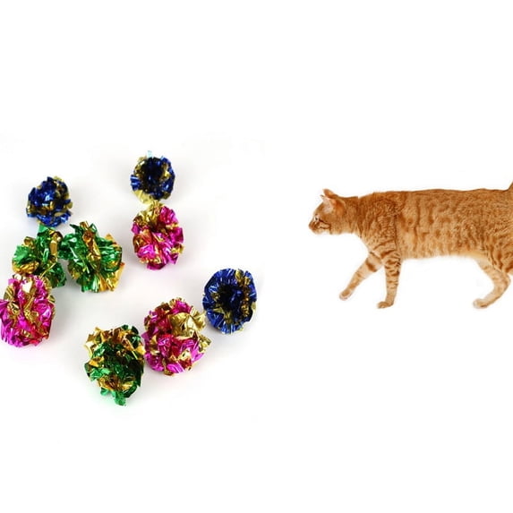 Colorful Crinkle Crackle Paper Rustle Cat Toy Sound Mylar Ball Cat Scratcher Scratching Fun Play Toys Products for Cats