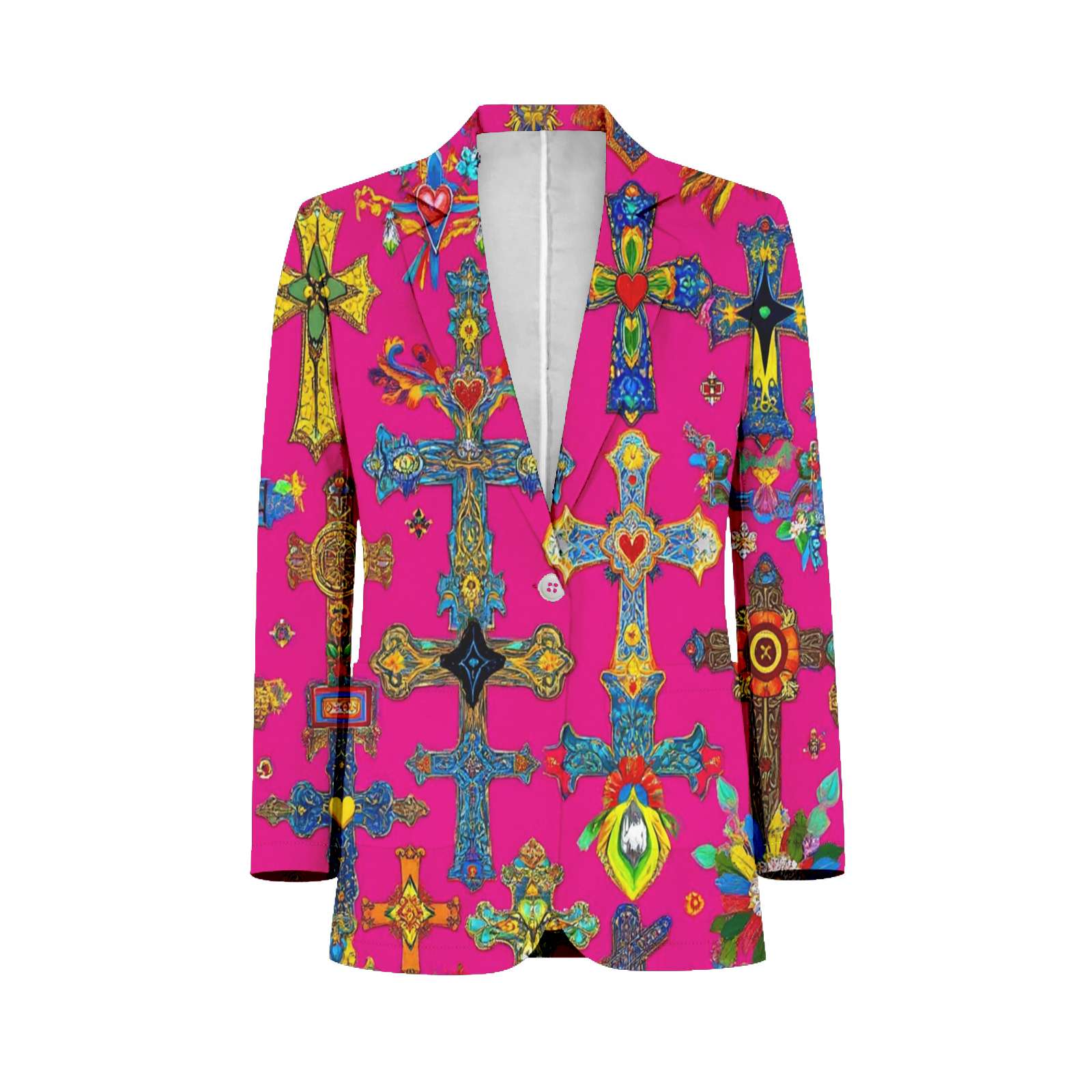 Colorful Cross Patterns Customized Men's Suits full man Shawl Collar ...