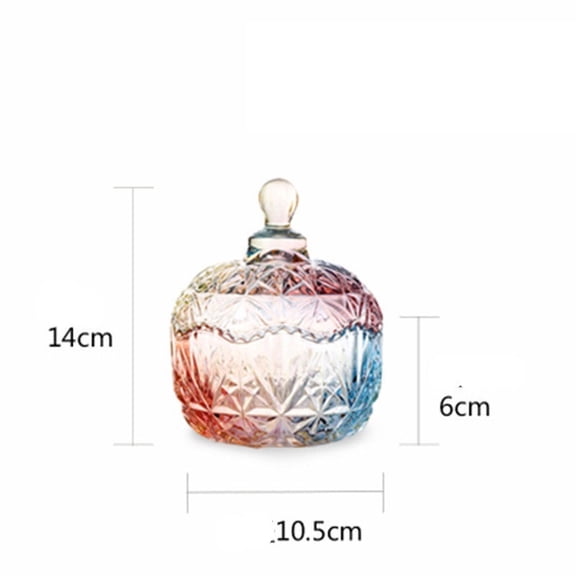 Colorful Crown Shape Glass Storage Jar - Elegant Candy Jar with Lid for Kitchen Counter, Decorative Canister for Home Organizer, Airtight Container for Snacks & Small Items