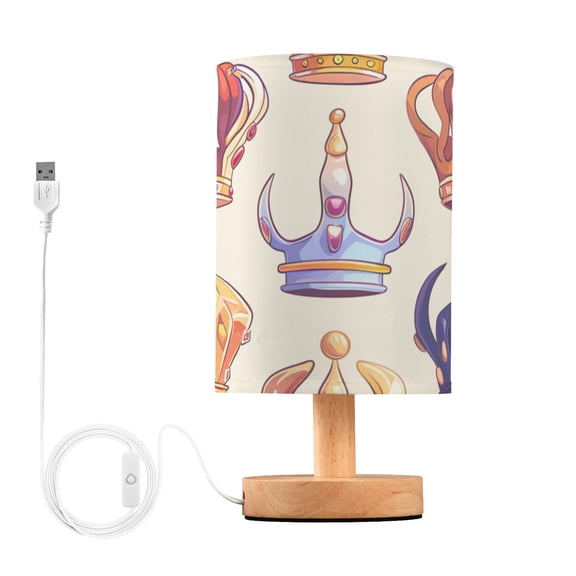 Colorful Crowns with Gems Table Lamp with USB Port LED Warm Light Lamp Night Light Home Decor