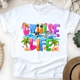 thumbnail image 1 of Colorful Cruise Life T-Shirt – Ocean Whale and Tropical Vacation Tee, White, Size S, 1 of 6