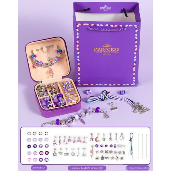 Colorful Crystal Bead Bracelet DIY Kit - Unicorn Jewelry Gift Box Set for Children