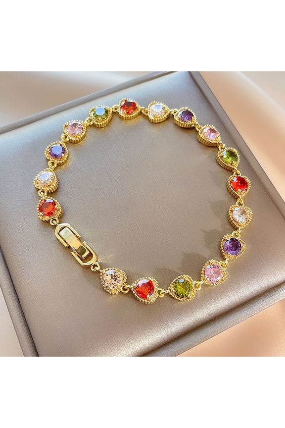 Colorful Crystal Choker Necklace Sparkly Rhinestone Chokers Necklaces Gold Chain Party Prom Neck Jewelry for Women