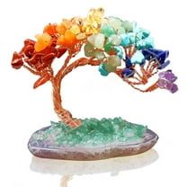 Colorful Crystal Gravel Money Tree Decor Chinese Style Mini Landscape Lucky Pine Tree for Wealth and Prosperity