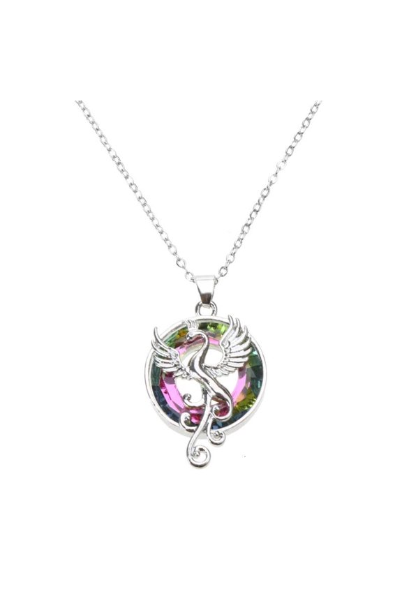 Colorful Crystal Phoenix Wings Pendant Necklace Beautiful Birthday Gift