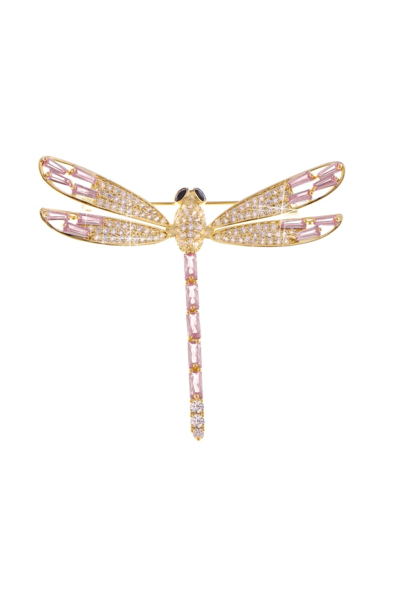 Colorful Crystal Rhinestone Dragonfly Flying Insect Brooch Pin Jewelry Gifts, Pink