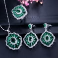 thumbnail image 1 of Colorful Cubic Zircon Big Flower Dangling Drop Necklace Earring Ring Jewelry Set, 1 of 7