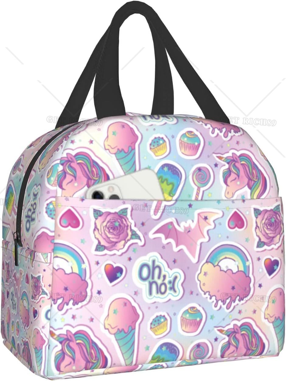 Colorful Cupcake Star EmbellishedInsulated Lunch Bag Reusable Unicorn Lollipop Icecream Lunch Box for Kids Adult Walmart