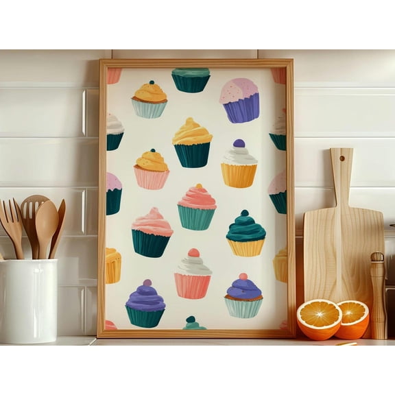 Colorful Cupcake Whimsical Kitchen Dessert Poster Unframed Paper Print