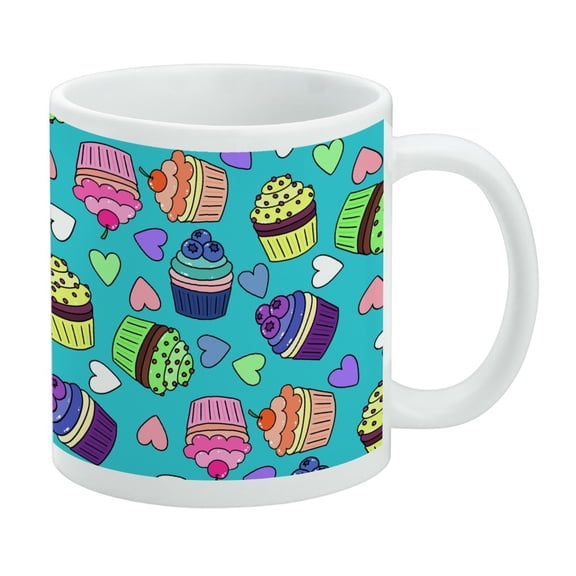 Colorful Cupcakes Pattern White Mug