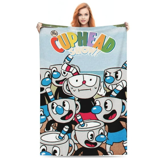 Colorful Cuphead Mugman Soft Blanket Fuzzy Fleece Anti-pilling Flannel Throw Blanket Decor Sofa Bed Blanket 40x60in
