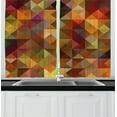 thumbnail image 1 of Colorful Curtains 2 Panels Set, Abstract Art Grid Mosaic Geometric Creative Image Triangle Artwork Print, Window Drapes for Living Room Bedroom, 55W X 39L Inches, Brown and Marigold, by Ambesonne, 1 of 2