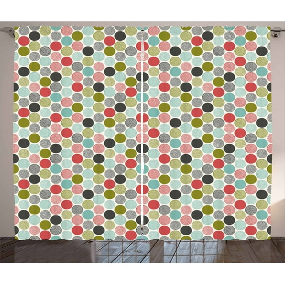 Ambesonne Colorful Curtains 2 Panel Set, Retro Fashion Fun, 108" x 63", Multicolor