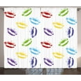 thumbnail image 1 of Ambesonne Colorful Curtains 2 Panel Set, Seductive Lips Kisses Art, 108" x 63", Multicolor, 1 of 3