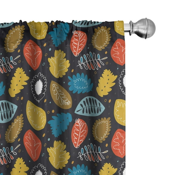 Colorful Curtains 2 Panels Set, Nature Inspired Doodle Style Pattern with Lively Colored Foliage and Dots, Window Drapes for Living Room Bedroom, 56"W X 95"L, Multicolor, by Ambesonne