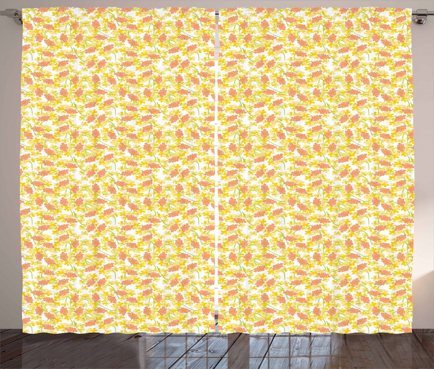 Spring Color Drape Colorful Curtains 2 Panels Set, Spring Strelitzia and Wildflower ...