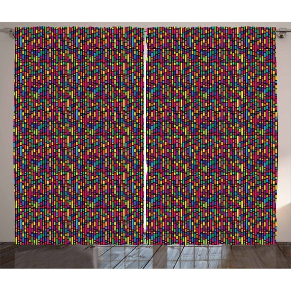 Ambesonne Colorful Curtains 2 Panel Set, Geometrical Abstract, 108" x 84", Multicolor