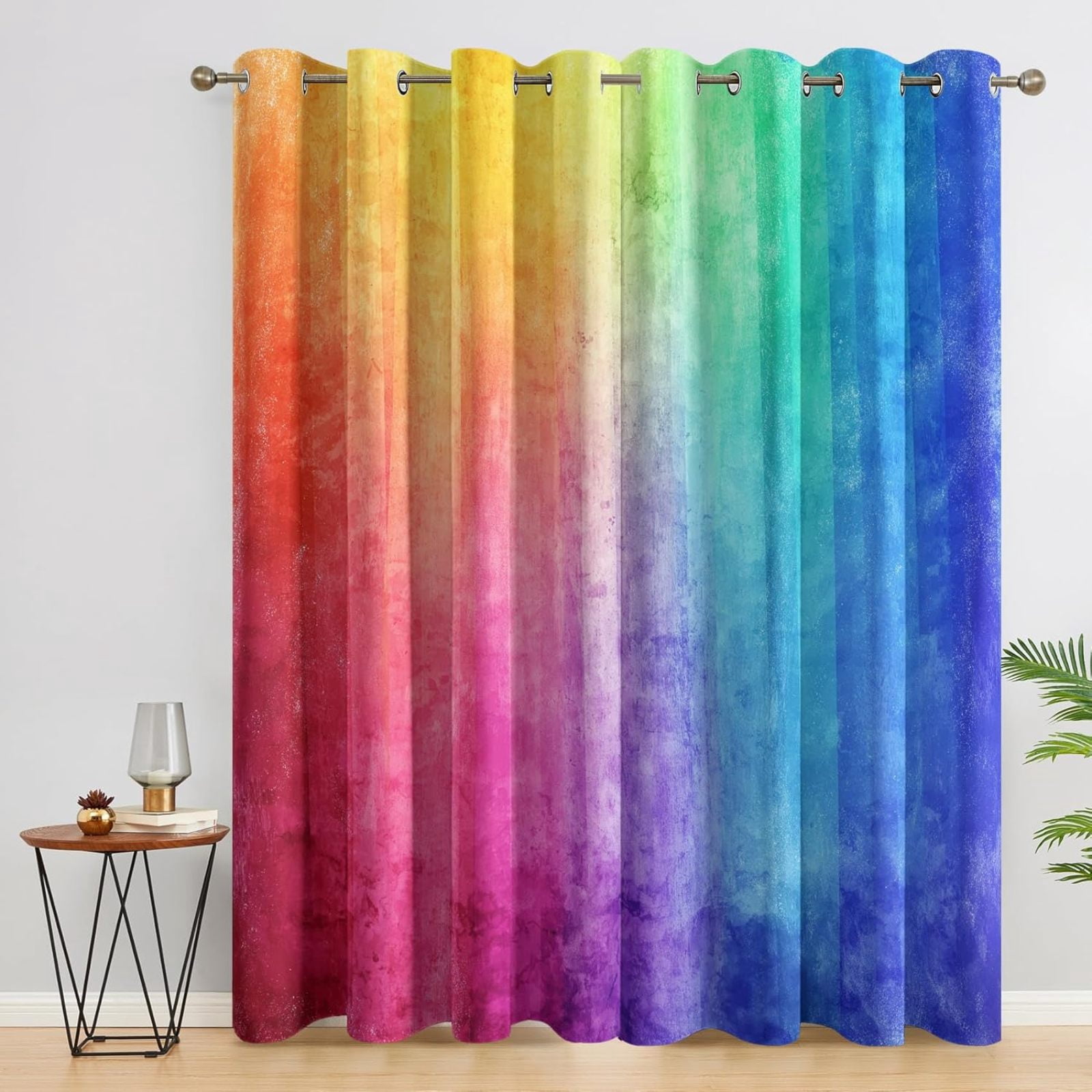 Colorful Curtains, Rainbow Ombre Blackout Curtains For Bedroom Living ...