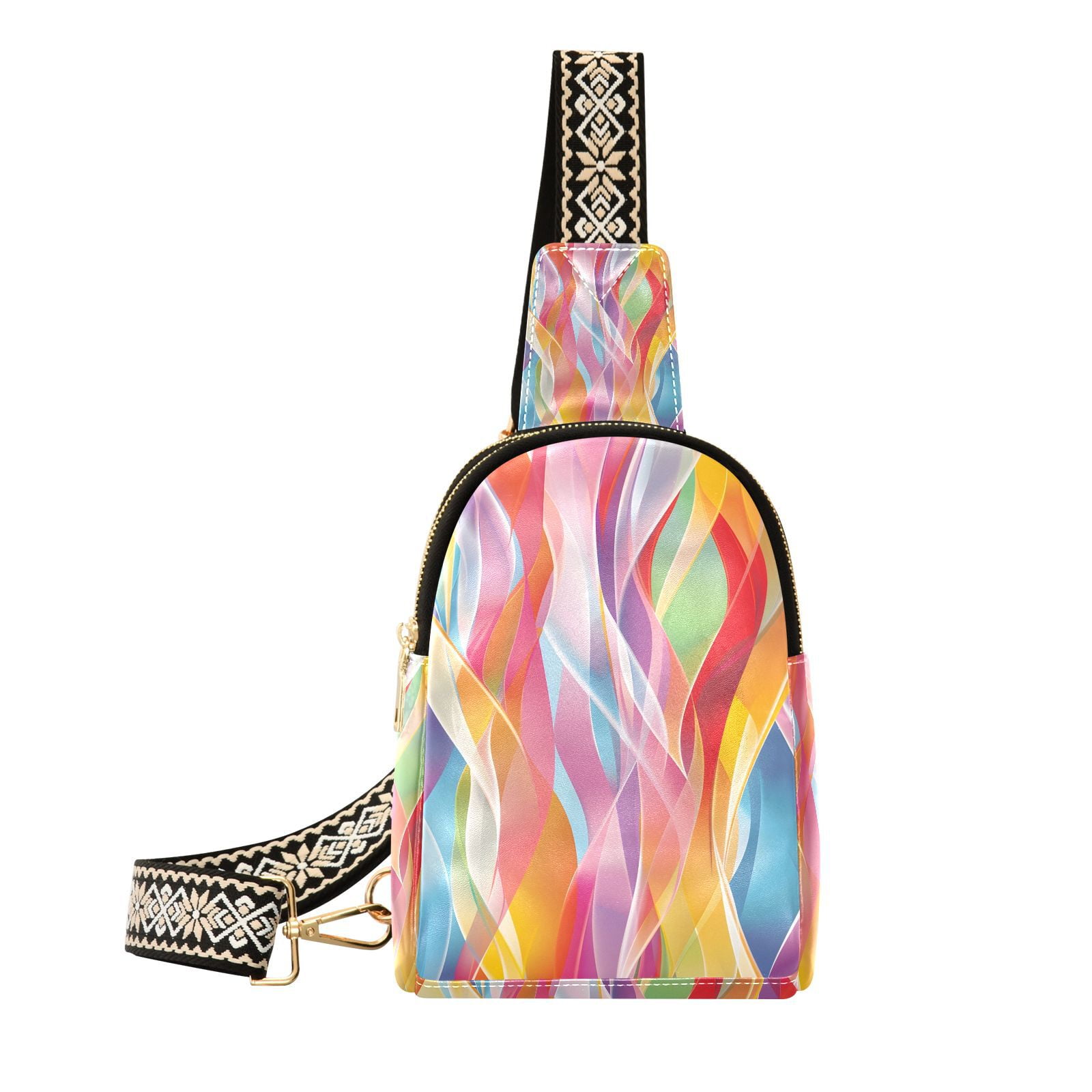 Colorful Curve Crossbody Bags Fanny Pack Sling Bag for Travel Chest Bag Shoulder Bag for Women Trendy