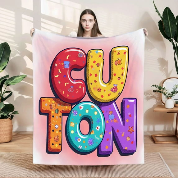 Colorful Custom Design Flannel Blanket - Soft Warm & Cozy for Sofa Travel Bed & Chair - Perfect for Snuggling