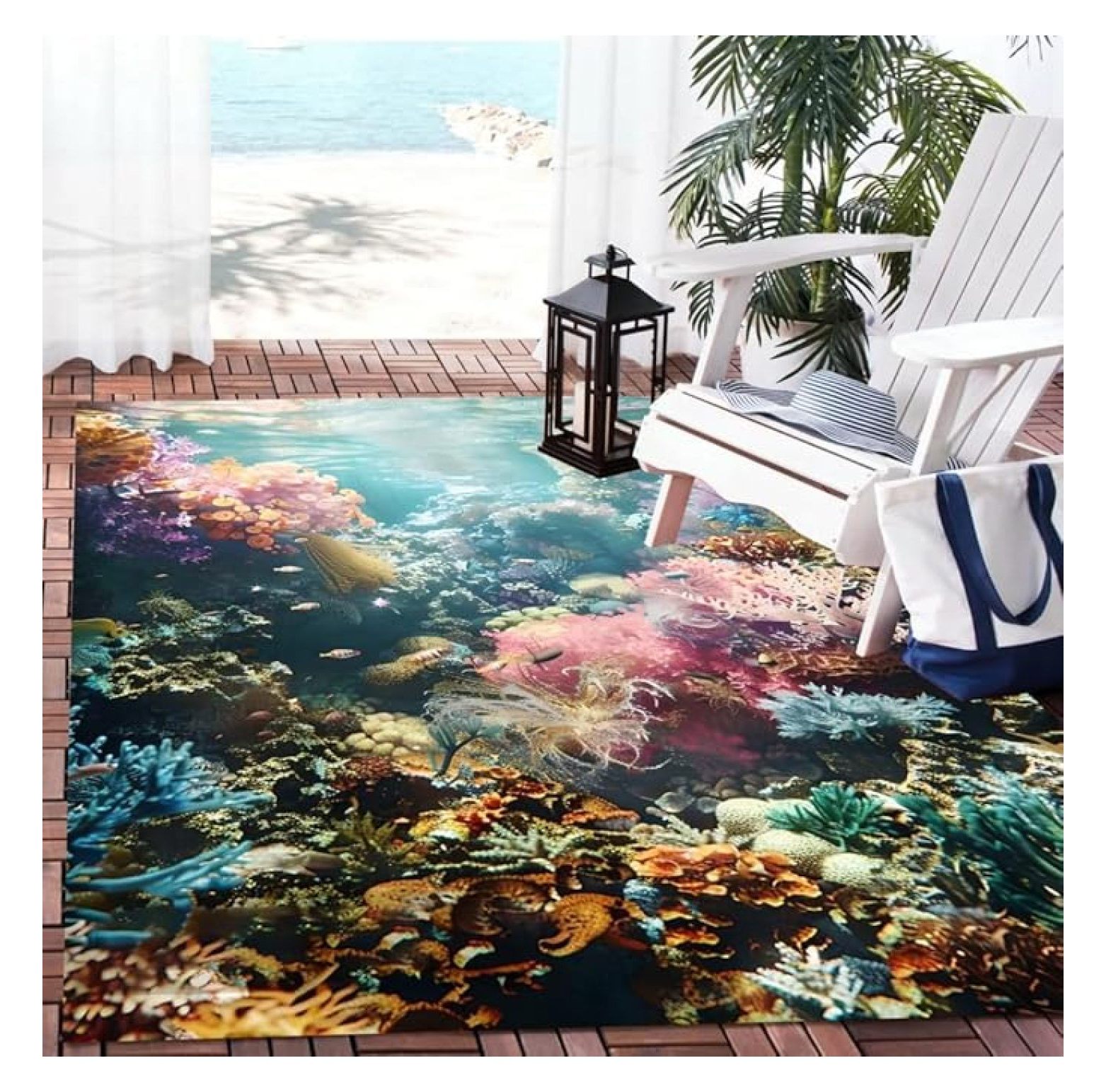 Water Print Rug Colorful Cute 3D Illusion Deep Sea Underwater Print Outdoor Area Rug ...
