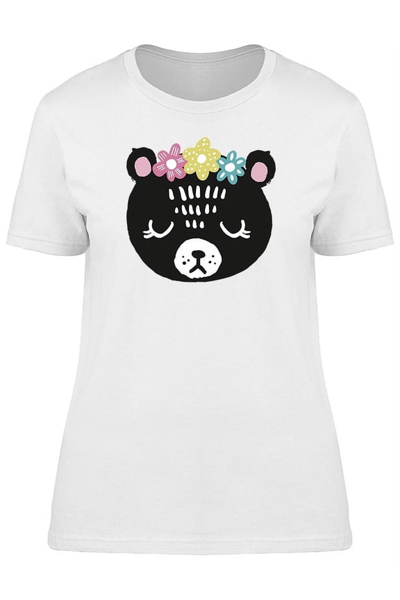 Colorful Cute Bear Face T-Shirt Women -Image by Shutterstock, Female Large