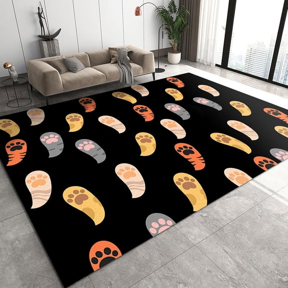 Colorful Cute Cat Paws Kid Area Rugs, Fashion Simple Creative Art Carpet Outdoor Indoor Washable Rug, Art Floor Mat Indoor Rugs Soft Mats for Bedroom Living Room 2x3ft