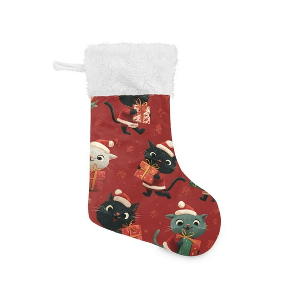 Colorful Cute Cats with Christmas Gifts Christmas Stockings Large Capacity 18 inch Gift Bag with Hook Xmas Holiday Decor 1 Pack