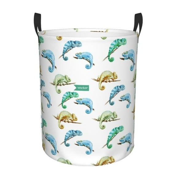 Colorful Cute Chameleon Lizard Laundry Basket, Laundry Hamper Waterproof Laundry Bag Clothes Hamper Laundry Bin with Handles for Bedroom, Living Room, Kids Room-#