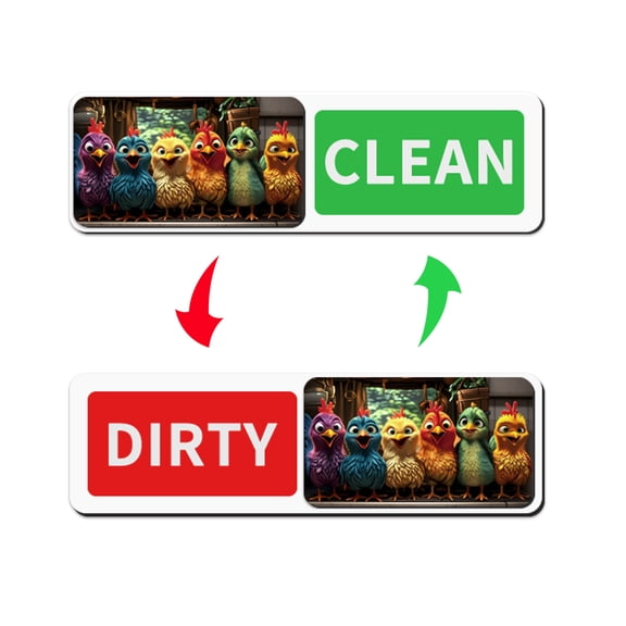 Colorful Cute Chickens Sliding Dishwasher Magnet Clean Dirty Sign - Strong Magnetic Kitchen Indicator for Home, RV & Apartment