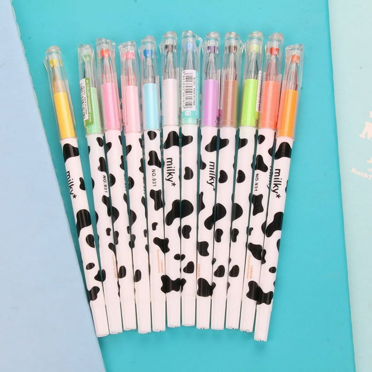 12 Colors Gel-Ink Color Pens, Colorful Gel Pen for School, Kawaii