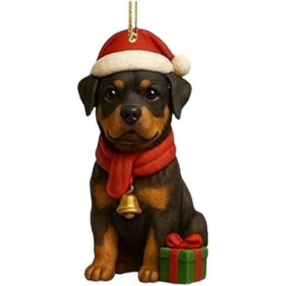 Colorful Cute Dog Christmas Tree Ornament, 8Cm Acrylic Hanging Pendant For Holiday Decor, Pet Lover Gift