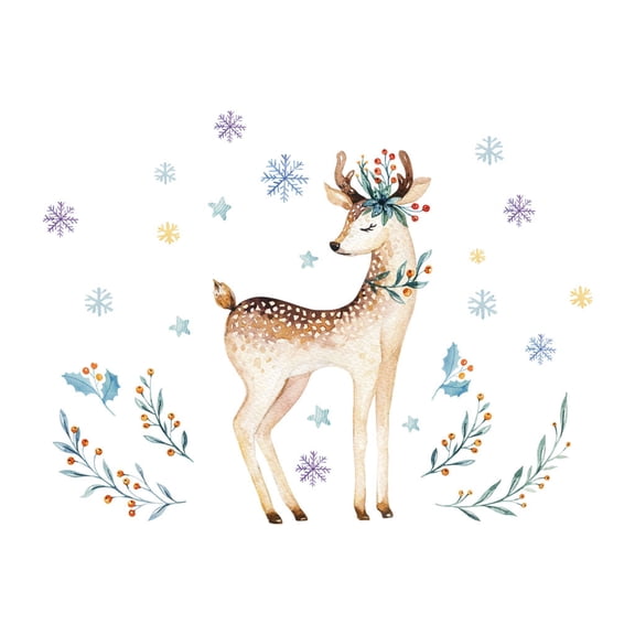 Colorful Cute Elk PVC Wall Sticker – Fun Streamer-Style Decor for Living Room, Bedroom & Kids' Space – Easy Peel & Stick