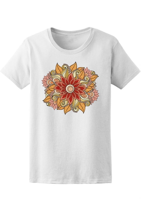 Colorful Cute Flower Mandala T-Shirt Women -Image by Shutterstock, Female Medium
