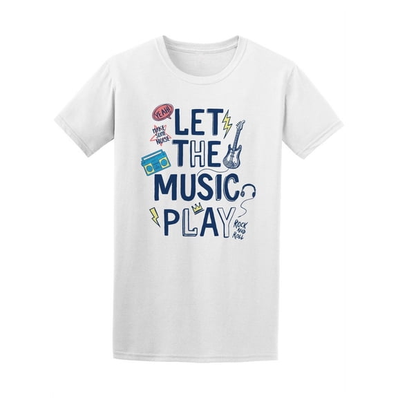 Colorful Cute Let The Music Play T-Shirt Men -Image by Shutterstock, Male XX-Large