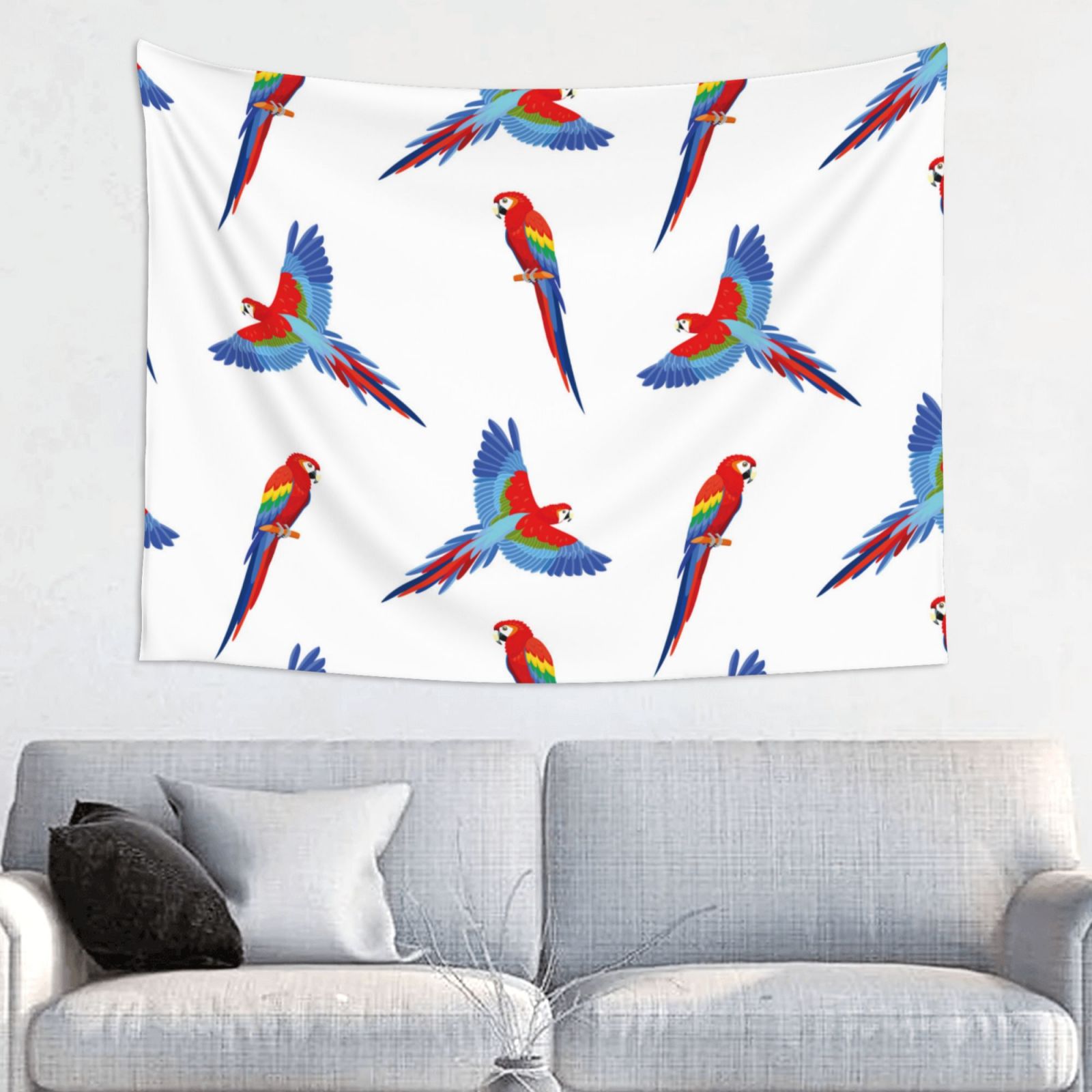 Colorful Cute Macaw Parrot Tapestry for Bedroom - Tapestry Wall Hanging ... - Home Decor For Colorful Macaws