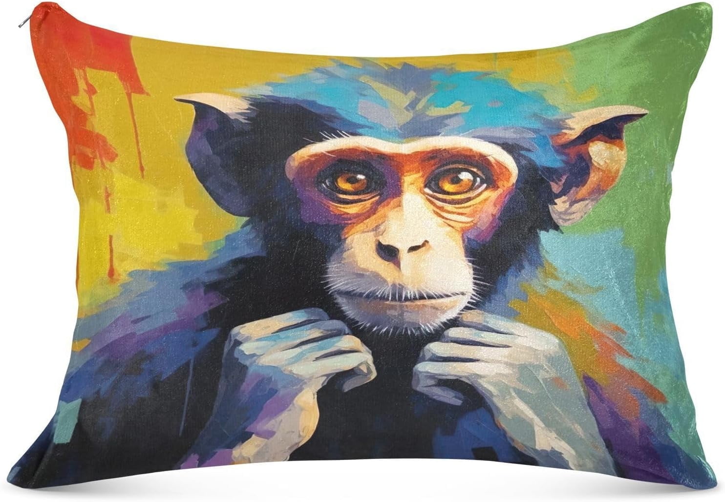 Colorful Cute Monkey Body Pillow Cover with Zipper Soft and Cozy Fuzzy Fleece Body Pillow Case Cover 21 x 54 in Plush Long Body Pillow Pillowcase
