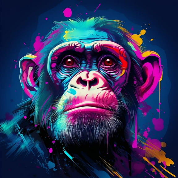 Colorful Cute Monkey DIY 5D Diamond Art Painting by Number Kits for Adults Paint with Full Drill Round Diamond Gems Painting Art Craft for Home Wall Decor 15.8x15.8in
