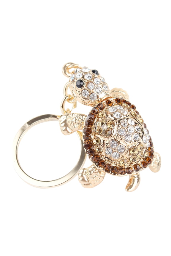 Colorful Cute Turtle Keychain, ZzCityTK Fashion Alloy Car Pendant for Party Date Banquet, Portable Jewelry Gift with Metal Necklace, Brown