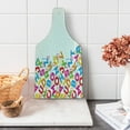 thumbnail image 1 of Colorful Cutting Board, Alphabet Background Design with Letter Words Literature Textured Fun Print, Decorative Tempered Glass Cutting and Serving Board, Wine Bottle Shape, Multicolor, by Ambesonne, 1 of 1