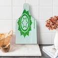 thumbnail image 1 of Colorful Cutting Board, Anahata Wheel with Star Pattern in the Middle Traditional Graphic Work, Decorative Tempered Glass Cutting and Serving Board, Wine Bottle Shape, Green, by Ambesonne, 1 of 1