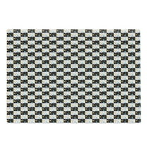 Colorful Cutting Board, Black and White Checkered Pattern with Lively Colored Dots Modern Geometric Tile, Decorative Tempered Glass Cutting and Serving Board, Large Size, Multicolor, by Ambesonne