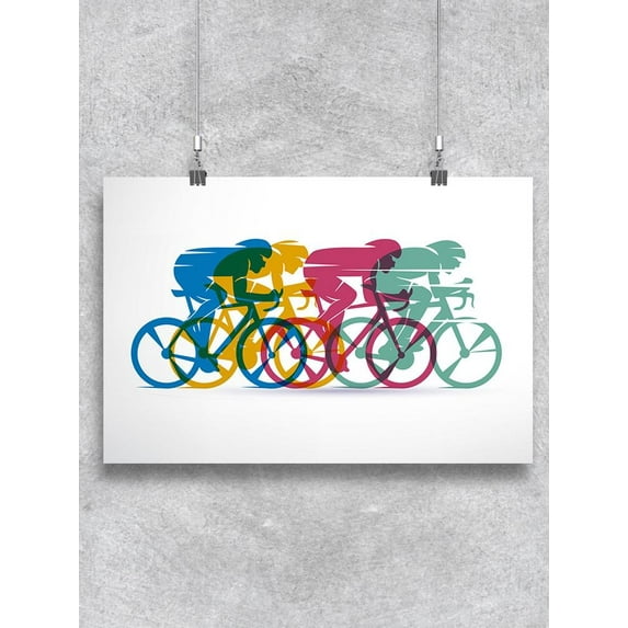 Colorful Cyclist Silhouettes Poster -Image by Shutterstock