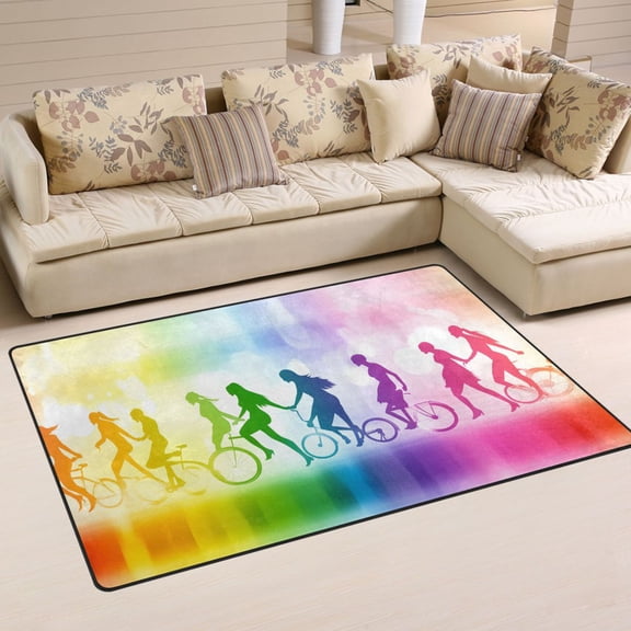 Colorful Cyclist Soft Polyester Area Rug 31''x20'', Non Slip, Memory Foam, Water Absorbent