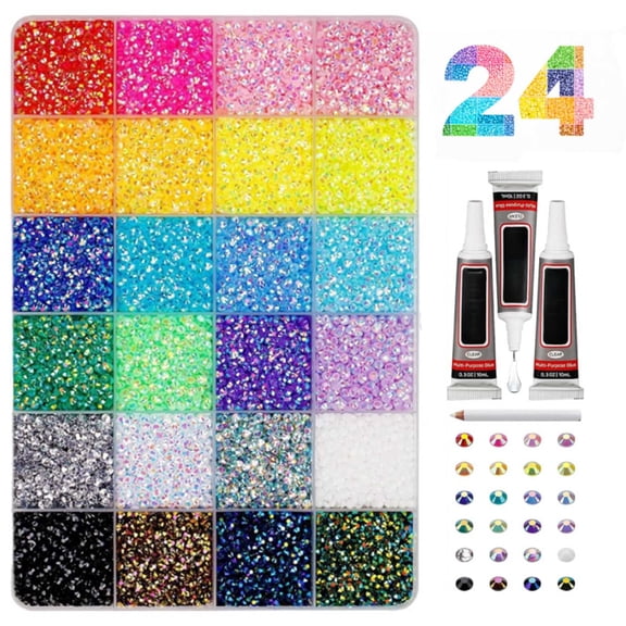 Colorful DIY Resin Rhinestone kit,2026 New Resin Jelly Rhinestones for Bedazzling Kit for Crafting Nails Face Makeup Crafts Tumblers (24COLORS-30000PCS)