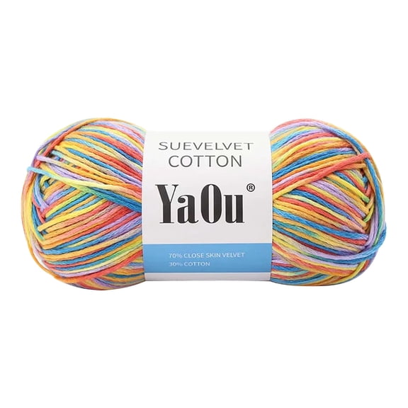 Colorful DIY Wool Suede Yarn, QQZ Soft Anti-Pilling Knitting Supplies, 100g 70% Cotton Acrylic Polyester Blend for Sweaters Scarves Hats